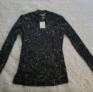 Constellation (Metallic) Sheer Longsleeve Blouse